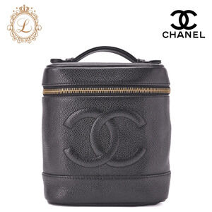 Chanel Coco Mark Vanity Handbag Black Caviar Leather Shoulder Bag